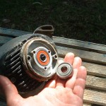 Sealed bearing fitted to windlass with old bearing for comparison